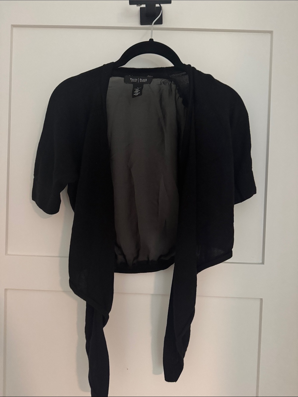 White House Black Market Black Open-Front Cropped Cardigan
